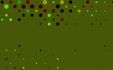 Light Green, Red vector pattern with spheres. Beautiful colored illustration with blurred circles in nature style. Pattern for ads, booklets.