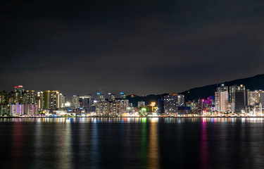 Fototapeta na wymiar Gwangan Beach, a famous landmark of Busan, Korea, and the night view of the city