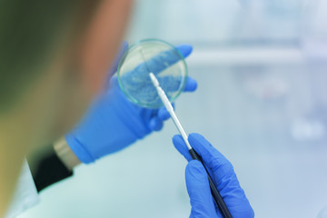 Young female Laboratory scientist working at lab with test tubes, test or research in clinical...
