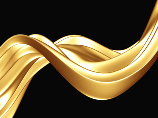 Golden abstract wavy liquid background