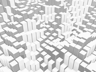White cubes structure. Abstract futuristic background.
