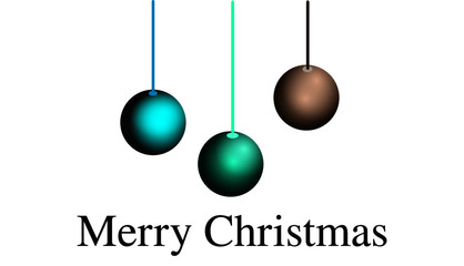 Christmas greeting with metallic balls background. Festival symbol. Celebration icon.