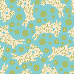 Spring Rabbits Vector Seamless Pattern