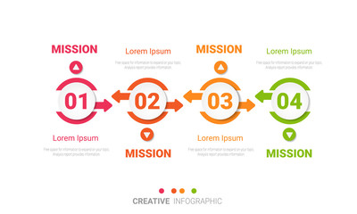 Colorful template business concept timeline arrows. Infographics layout with 4 steps, workflow history with diagram ,presentation and graph.