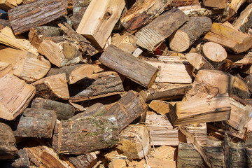 Tas de bois de chauffage coupé pour l'hiver