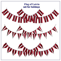 Bright set with flags of Latvia. Happy Latvia day collection. Bright illustration with flags.