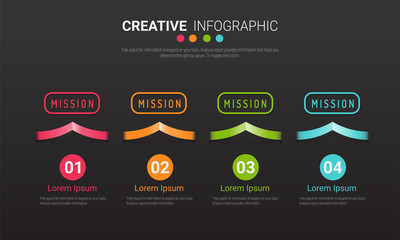 Abstract infographics number options template with steps, with 4 label. Can be used for workflow layout, diagram, business step options, banner, web design. Vector eps 10.