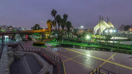 Obraz premium The Muralla Park day to night timelapse. It is a public park located in the city of Lima.