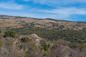 Fototapeta na wymiar Steep landscape in Los Picachos in Spain