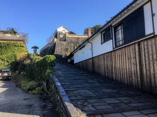 Fototapeta na wymiar Suya no Saka Slope and Shioya no Saka Slope connecting Kitadai Samurai Residence and Minamidai Samurai Residence