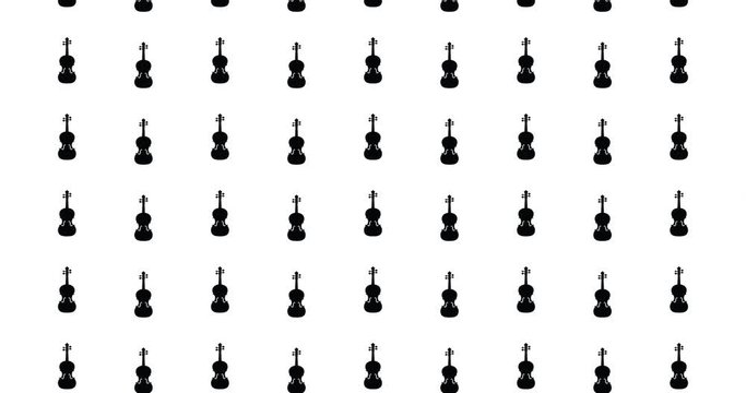 Moving violin icons background clip motion backdrop video in a seamless repeating loop.  Musical instrument music violins pattern background motion video clip.