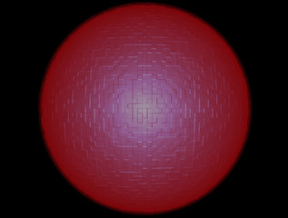Abstract textured glowing red sphere on black background