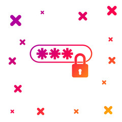 Color Password protection and safety access icon isolated on white background. Lock icon. Security, safety, protection, privacy concept. Gradient random dynamic shapes. Vector Illustration