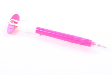 Pink pen isolated on white background