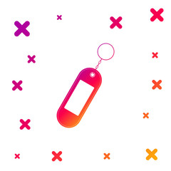 Color Key chain icon isolated on white background. Blank rectangular keychain with ring and chain for key. Gradient random dynamic shapes. Vector Illustration