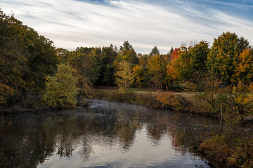 Fototapeta premium A Beautiful Morning of Autumn in Framingham Massachusetts