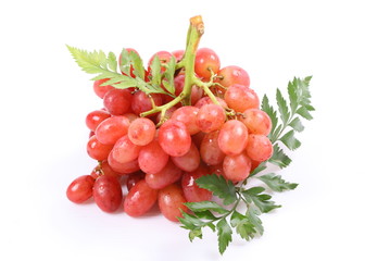 Fresh grapes on a white background.