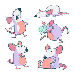 Set of cartoon mice or rats