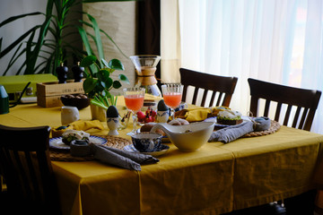 delicious, homemade easter breakfast. happy easter. home sweet home.