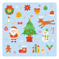 クリスマス 水彩風 イラスト セット