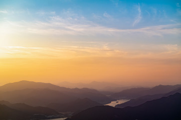 Landscape Viewed from the Top of High Mountain in Busan, Korea