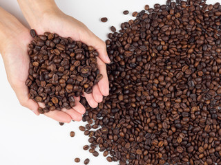 Close-up of roasted coffee beans