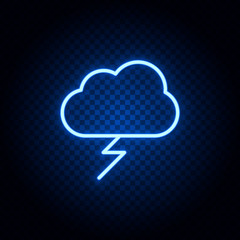 cloud, lighting blue neon vector icon