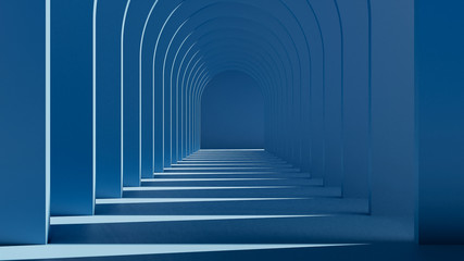 3d render of dark blue interior design.Abstract background concept.