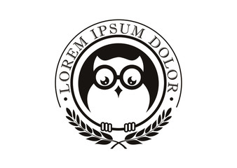 Nerd owl on a white background with glasses Logo
