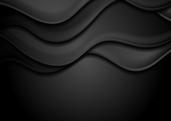 Black smooth wavy abstract corporate background. Vector concept illustration