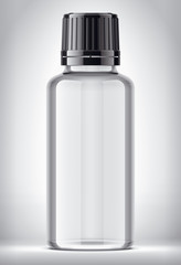 Bottle on background. Black Cap and transparent version. 