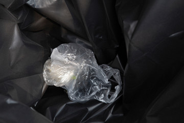 Top view garbage bag or bin bag  background.