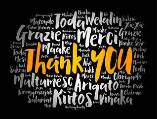 Thank You word cloud in different languages, concept background