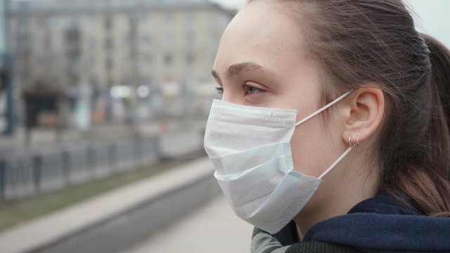 Footage of young girl during pandemic in empty city