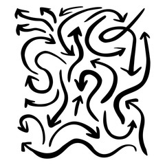 set of vector black ink doodle arrows