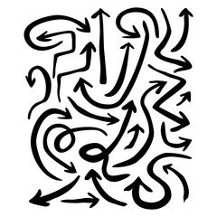 set of vector black ink doodle arrows