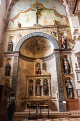 Fototapeta na wymiar Interior of Santa Anastasia Church in Verona, Italy. Santa Anastasia is a church of the Dominican Order in Verona, it was built in 1280 -1400