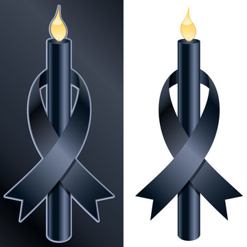 Beerdigung, Andacht, Trauerfeier - schwarze Kezre mit schwarzem Band