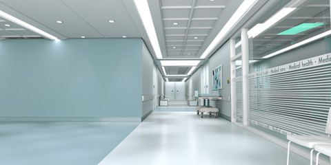Blue hospital with copy space