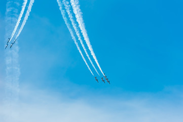 Aircraft formation at air show, Sweden.