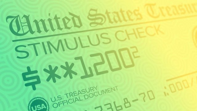 A stylized background animation of a fictional United States stimulus check. $1200 checks were sent out to individual Americans to aid citizens pay their bills during the COVID-19 pandemic of 2020.  	
