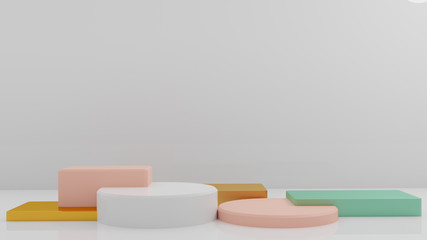 3d rendering illustration of background abstract pedestal board, cylinder art display mockup for product decoration