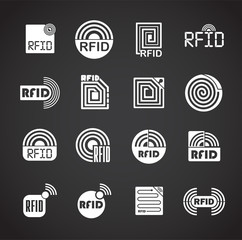 RFID related icons set on background for graphic and web design. Creative illustration concept symbol for web or mobile app
