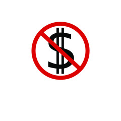 sign no money or dollar. symbol and vector