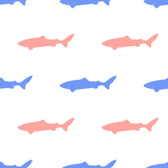 Fototapeta premium Seamless pattern with icon polar atlantic sharks. Modern vector illustration for web design or print.