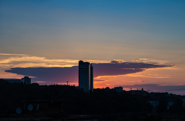 Kiev in the sunset sky cloud evening landscape
