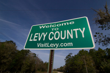Fototapeta premium Welcome to Levy County road sign