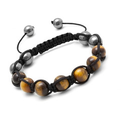Bracelet noir et marron a perles sur fond blanc
