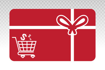 Shopping gift card vector flat icon on a transparent background.