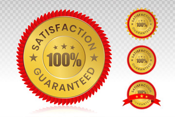 100 percent customer satisfaction seal with transparent background.